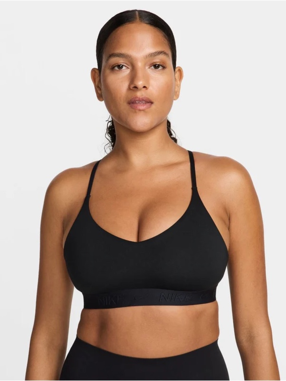 Nike Women’s Black Minimal-Detail Light Support Sports Bra